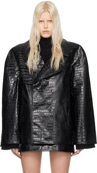 The Frankie Shop Black Jackie Faux-Leather Coat