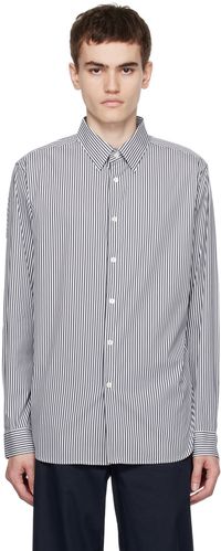Theory White & Navy Irving Shirt