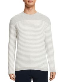 Esprit - Pull col rond en coton rayé - Taille L - Gris