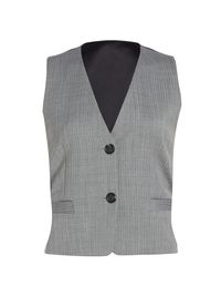 Women's Wool-Blend Tailored Vest Top - Black White Multi - Size 12
