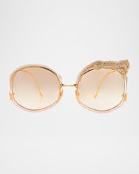 Rose Et Le Reve Sun Round Crystal-Embellished Leopard Sunglasses