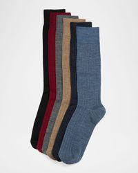 Men's Multicolor Merino Wool Rib 6-Pack Crew Socks, Boxed Gift Set