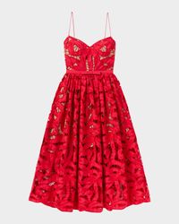 Bow Embroidered Midi Dress
