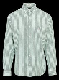 Gant - Chemise en lin mélangé rayé - Taille XL - Vert