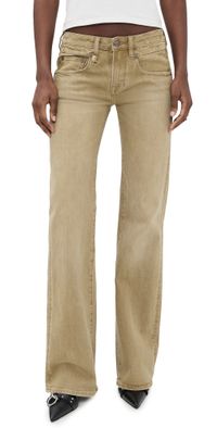 R13 Boy Flare Jeans Olive Green Haze Stretch 29