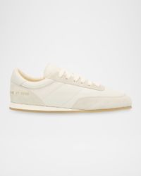 Minimal Leather And Suede Low-Top Runner Sneakers