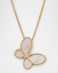 18K Yellow Gold Jasmine Diamond and MOP Butterfly Necklace