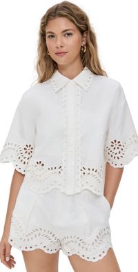 endless rose Embroidered Shirt and Strapless Top Set White M