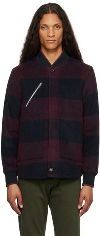 PS by Paul Smith Burgundy & Navy Check Bomber Jacket