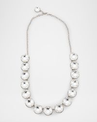 Round Stone Necklace with Prongs, Silver