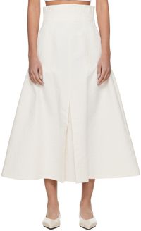 Mame Kurogouchi Off-White Box Pleat Maxi Skirt