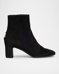 Suede Block-Heel Ankle Booties