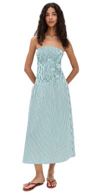 LNA Kapaia Strapless Dress Teal Navy Stripe M