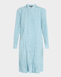 Crinkled Silk Midi Shirtdress