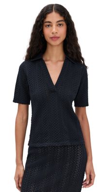 Vince Elbow Sleeve Polo Coastal M