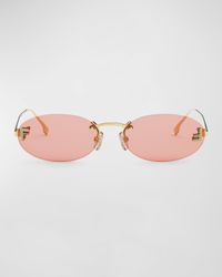 Embellished FF Oval Metal Sunglasses