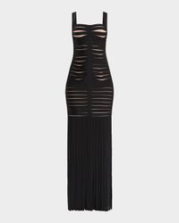 Alessandra Slash-Cutout Bandage Fringe Gown