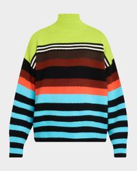 Striped Brushed Wool Turtleneck Sweater