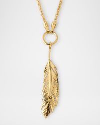 Men's Small Gold-Tone Feather Pendant Necklace