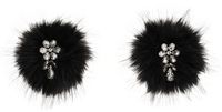 Simone Rocha Black Crystal Flower Pompom Earrings