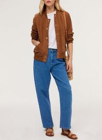 Pablo - Blouson col montant en cuir - Taille 3 - Marron