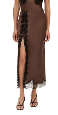 LoveShackFancy Calder Skirt Chocolate Brown XL