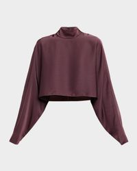 Lightweight Satin Crop Caftan Top