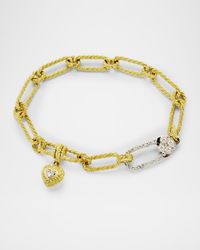 Happiness Two Tone 18K Gold Oval Link Bracelet with Diamonds