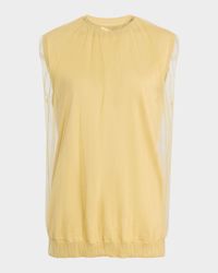 Knit Tulle-Layered Tank Top