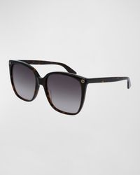 Square Acetate Sunglasses w/ Interlocking G Detail