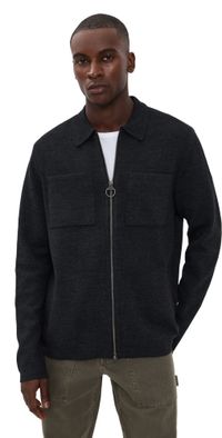 Barbour Croscombe Knitted Zip Through Sweater Charcoal Marl L