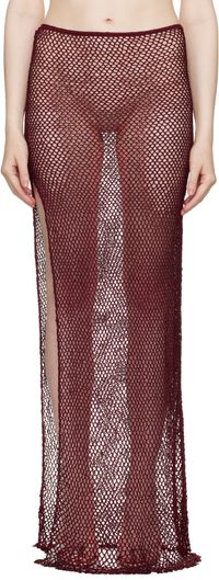 Mirror Palais Burgundy Crochet Tunic Maxi Skirt
