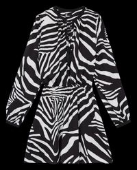 The Kooples - Robe courte col tunisien imprimée zèbre - Taille 4 - Noir