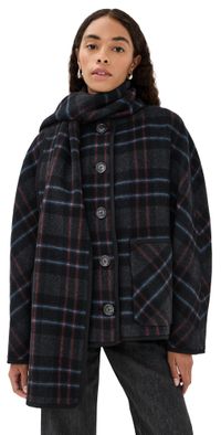 Veronica Beard Martine Dickey Coat with Scarf Black multi XS