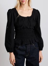 Damson Madder - Top froncé manches longues - Taille 12 - Noir