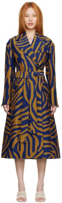 Proenza Schouler Blue & Brown Cotton Coat