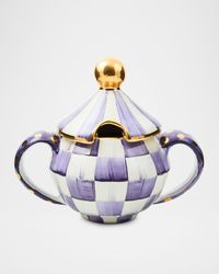 Plum Check Ceramic Sugar Bowl with Lid