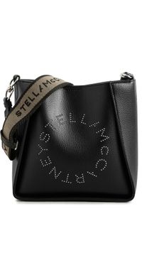 Stella McCartney Studded Logo Eco Embossed Grainy Alter Mat Crossbody Bag Black One Size