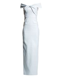 Jacquard Off-Shoulder Twist Gown