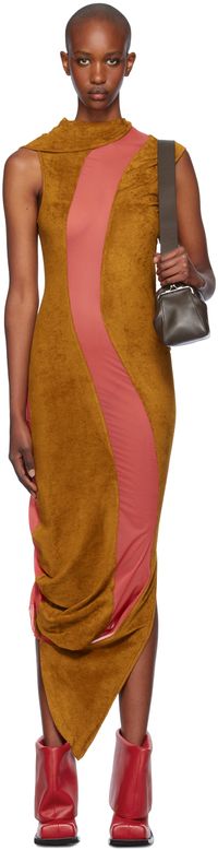 Kiko Kostadinov Tan & Pink Pendle Maxi Dress