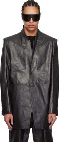 Rick Owens Black Hollywood Lido Leather Jacket