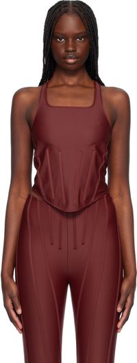 Mugler Red Corseted Tank Top