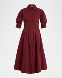 Jazz Poplin Pintuck Midi Shirtdress