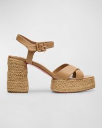 70mm Calakala Leather Crisscross Espadrille Sandals