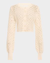Tori Blouson-Sleeve Crochet Cardigan