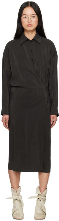 LEMAIRE Brown Twisted Midi Dress