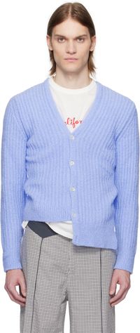 ERL Blue Cozy Asymmetric Cardigan