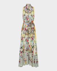 Flor Fantastica Tie-Neck Maxi Dress
