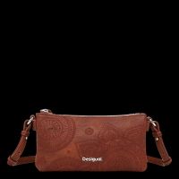 Desigual - Sac bandoulière brodé effet cuir - Taille Unique - Marron