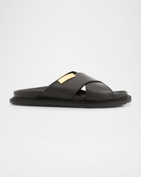 Men's Calfskin Leather Slide Sandals